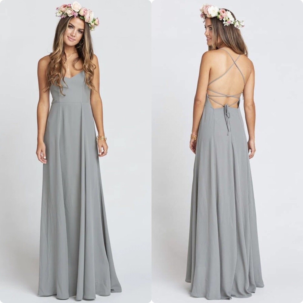Show Me Your MuMu Godshaw Goddess Gown in Soft Charcoal Crisp Sz. Medium Wedding